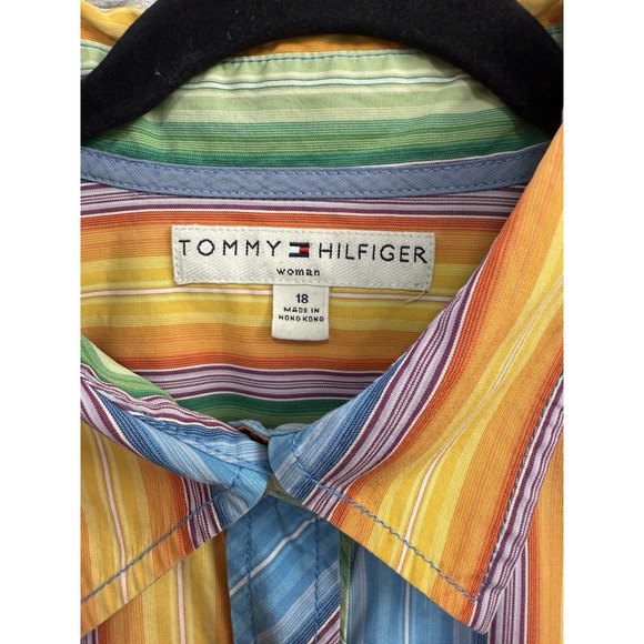 Vintage Tommy Hilfiger Top Women Size‎ 18 Rainbow Striped Y2K Classic Festival - Picture 4 of 15